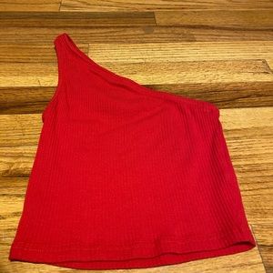 Red One Shoulder Crop Top